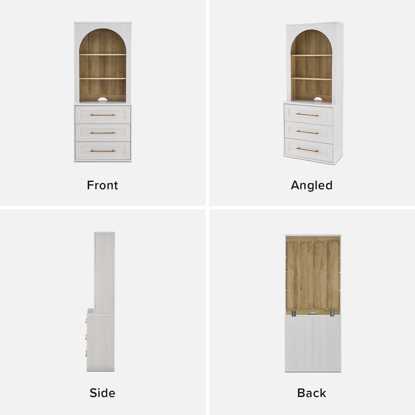 Modern White Oak Arched Display Cabinet & Storage Hutch