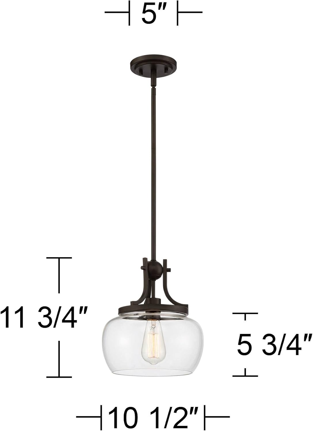 Regency Hill Kristov Bronze Mini Pendant Light - Rustic Farmhouse Clear Glass Kitch Island Lighting