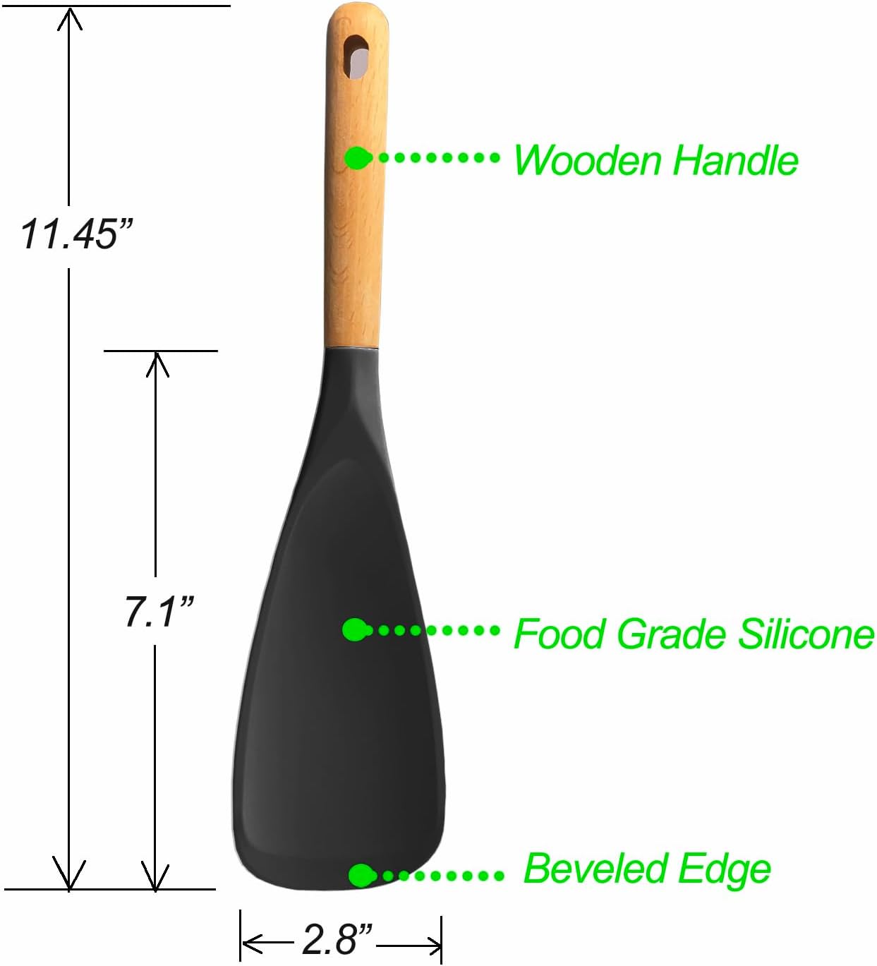 Modern Silicone Cooking Spook with Wooden Handle