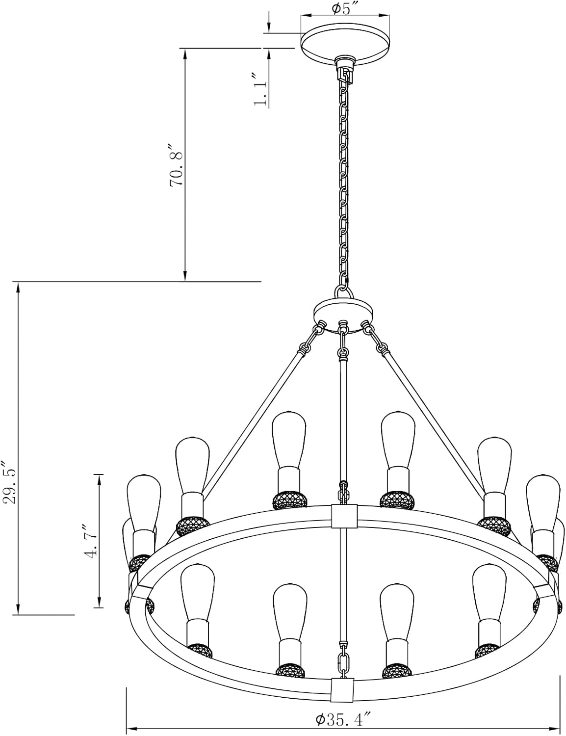 Modern Farmhouse Wagon Wheel Chandelier