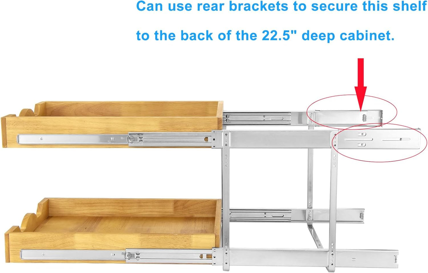 Warm Oak 2 Tier Pull-Out Cabinet Organizer