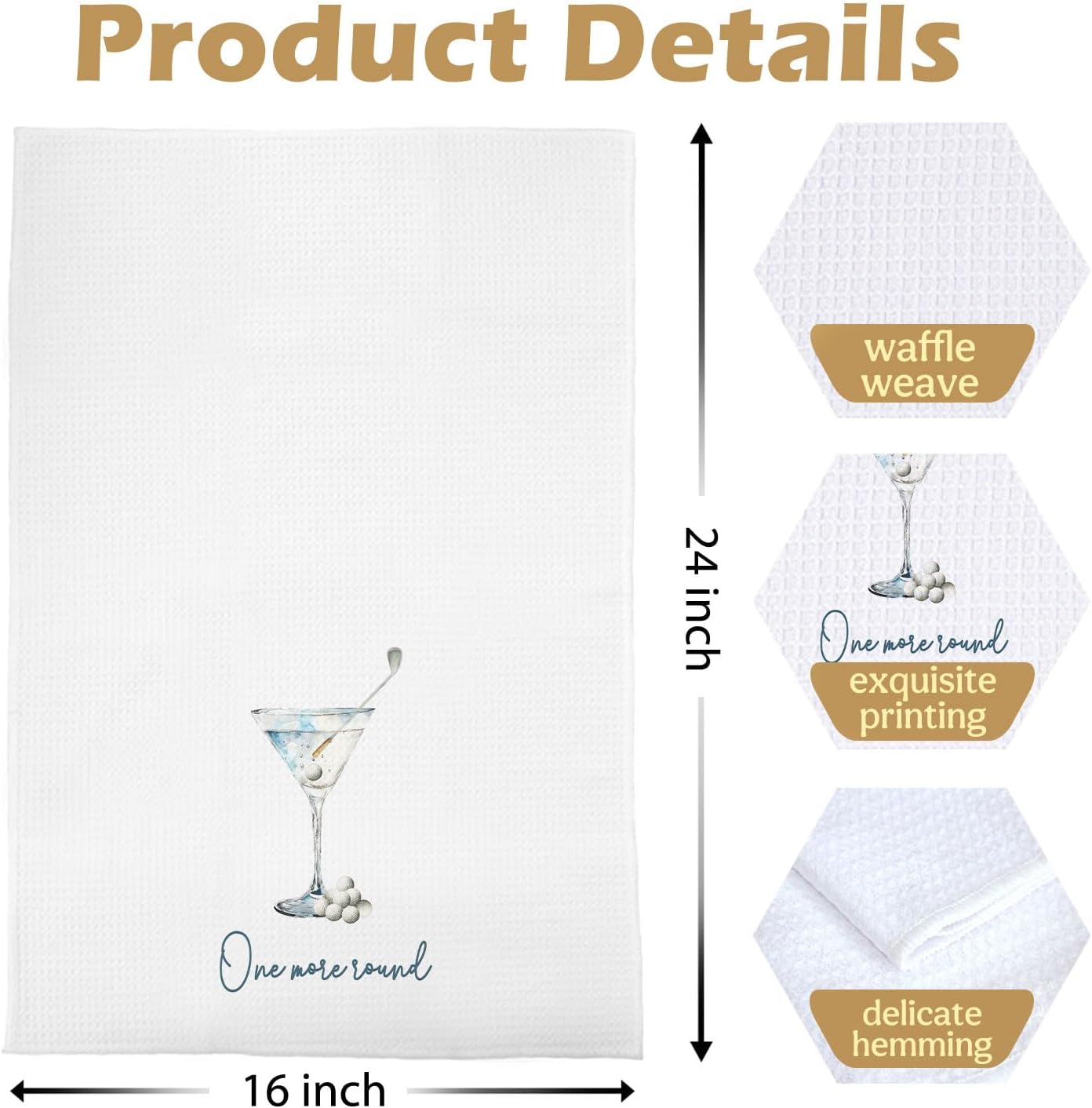 One More Round Golf Cocktail Kitchen Towel
