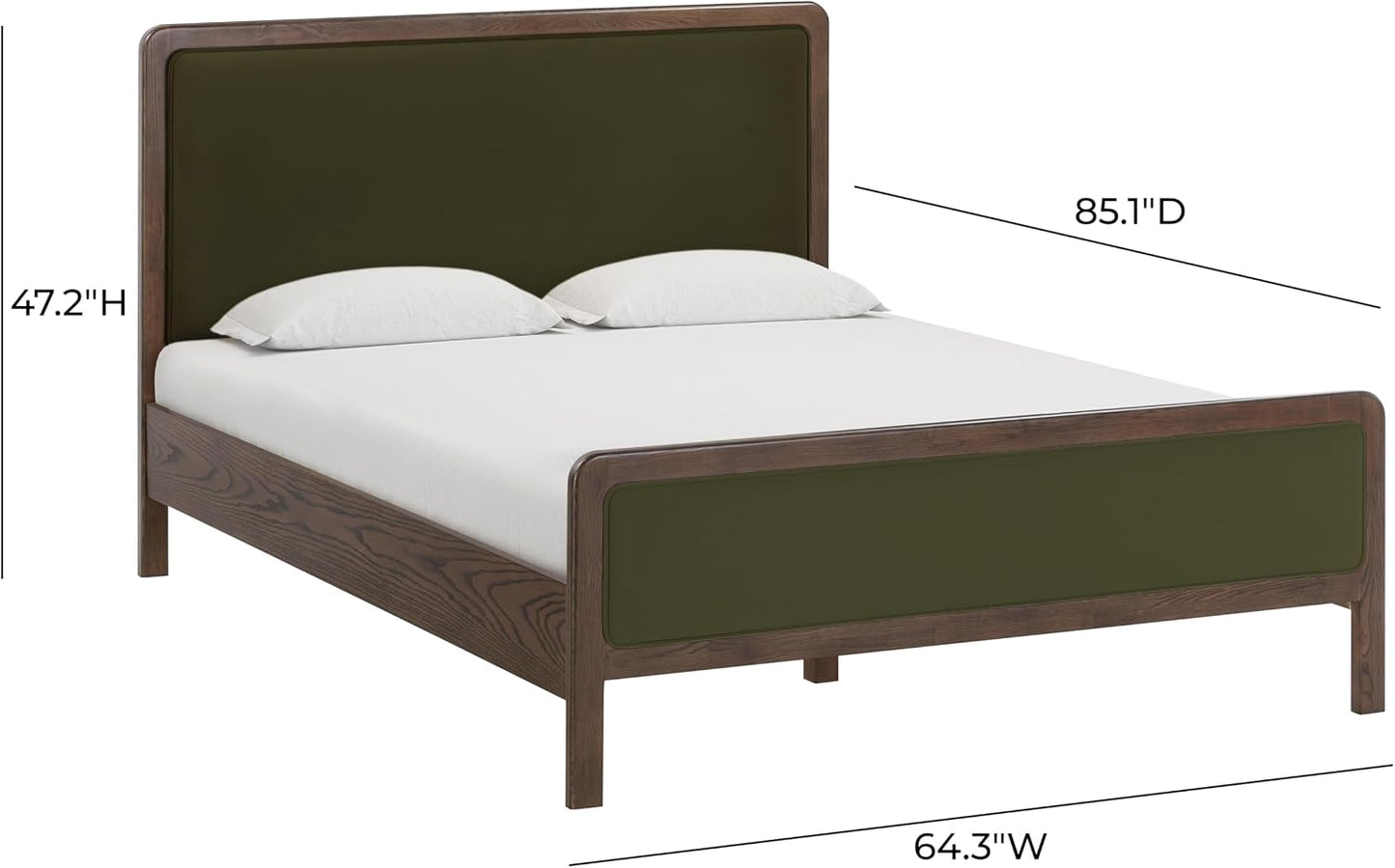 Forest Green Velvet Upholstered Queen Bed Fram | Modern Luxury Bedroom Furniture | Tov Furniture Hella Collection