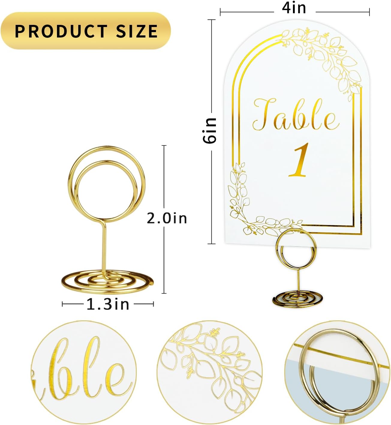 Wedding Table Numbers with Gold Holders