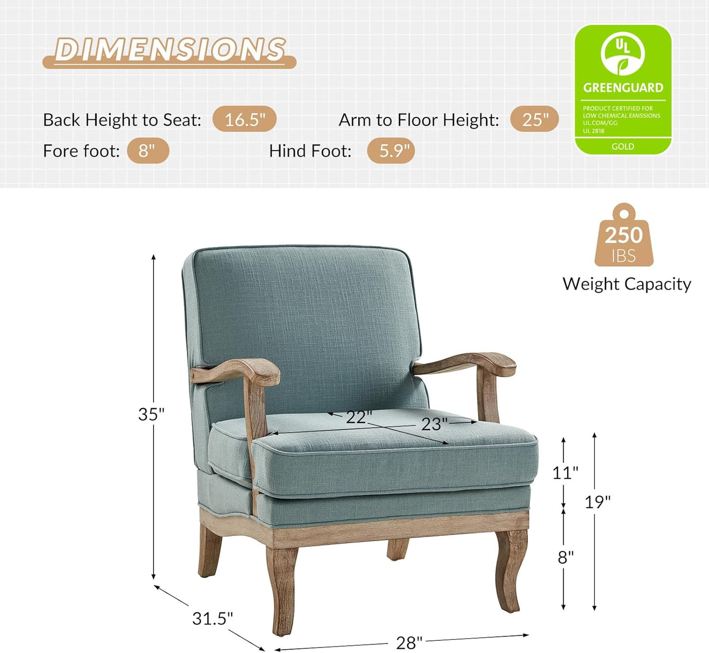 HULALA HOME Mid-Century Modern Accent Chairs Set of 2