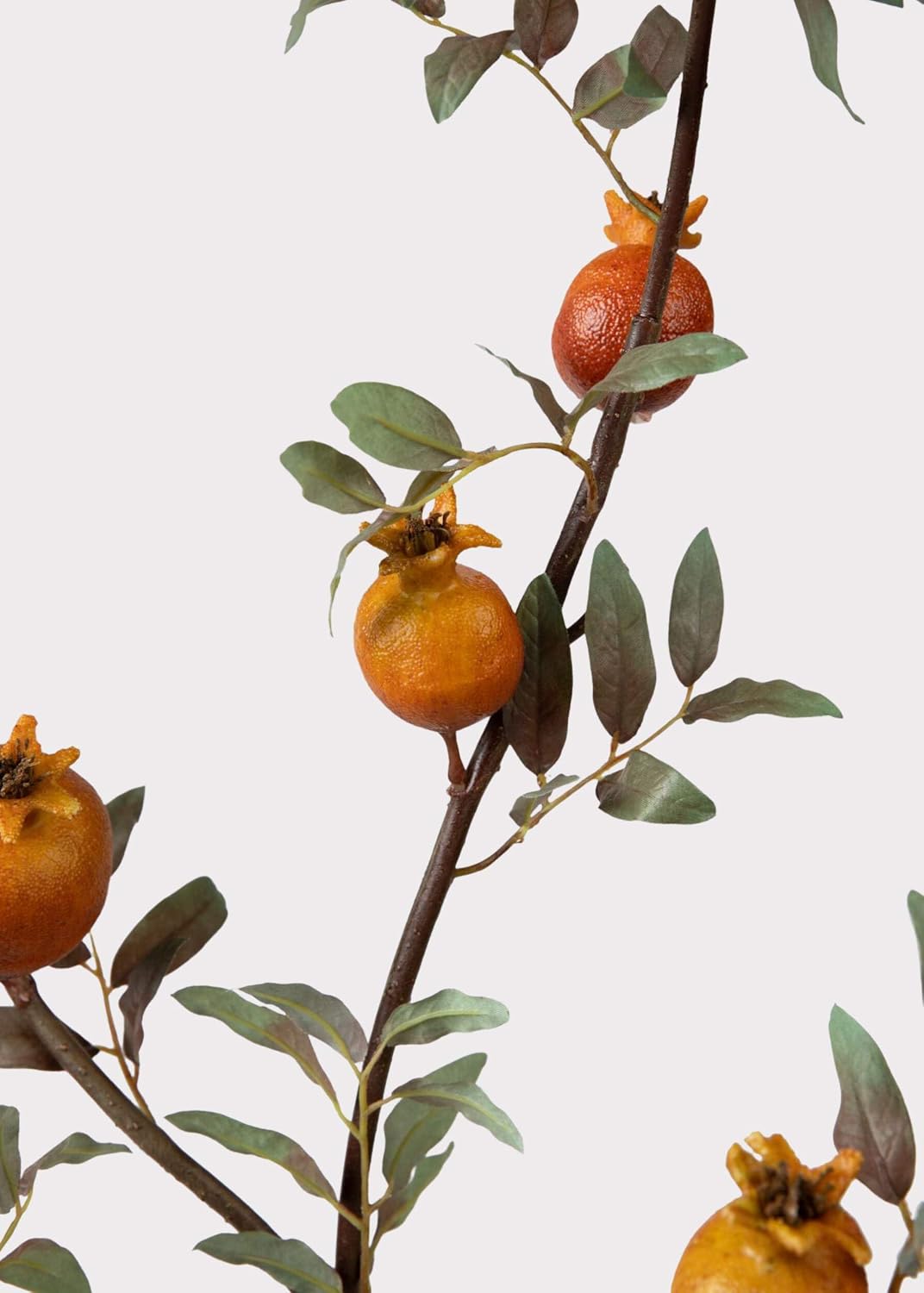 44" Faux Pomegranate Branch | Dried-Look Artificial Pomegranate Stem | Realistic Fall & Year-Round Home Decor