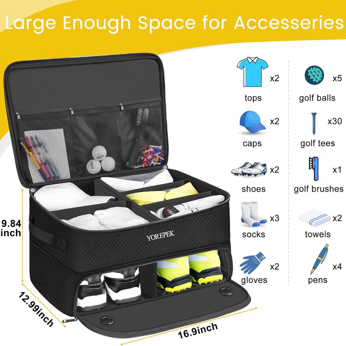 YOREPEK Executive Golf Trunk Organizer for Men | 2 layer Storage Case