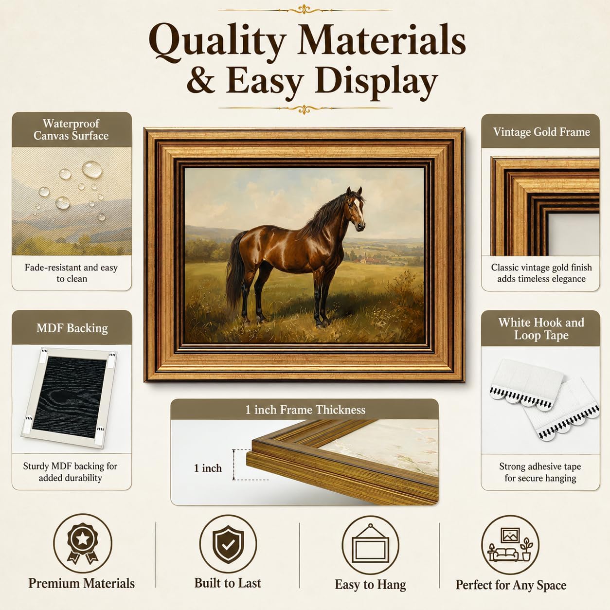 Vintage Framed Horse Wall Art