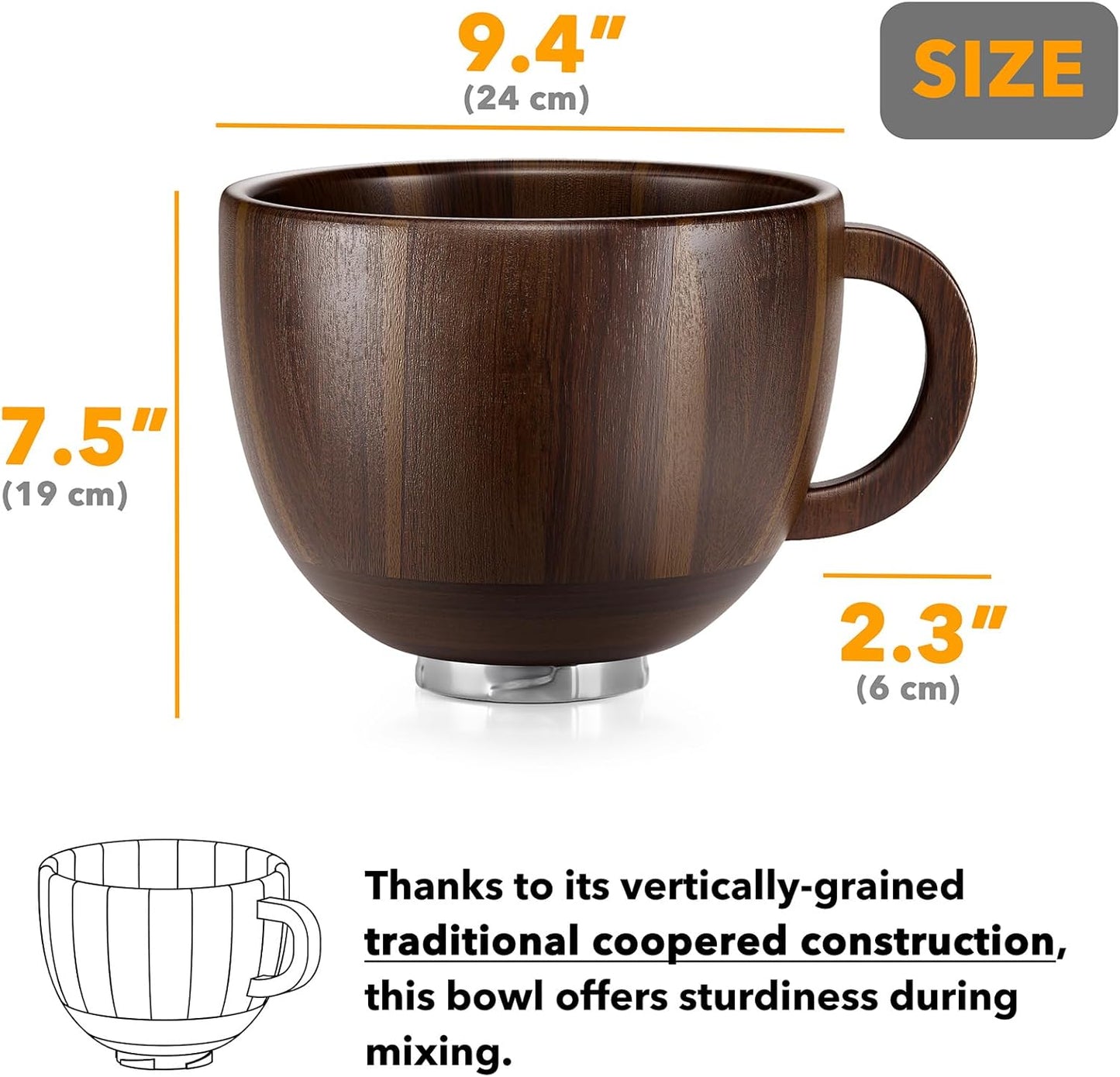 Pebbled Walnut Mixer Bowl