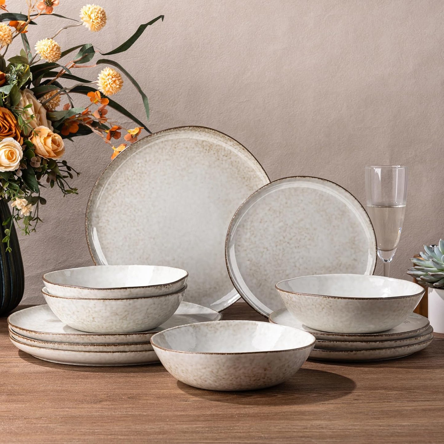 AmorArc Reactive Glaze Stoneware Dinnerware Set