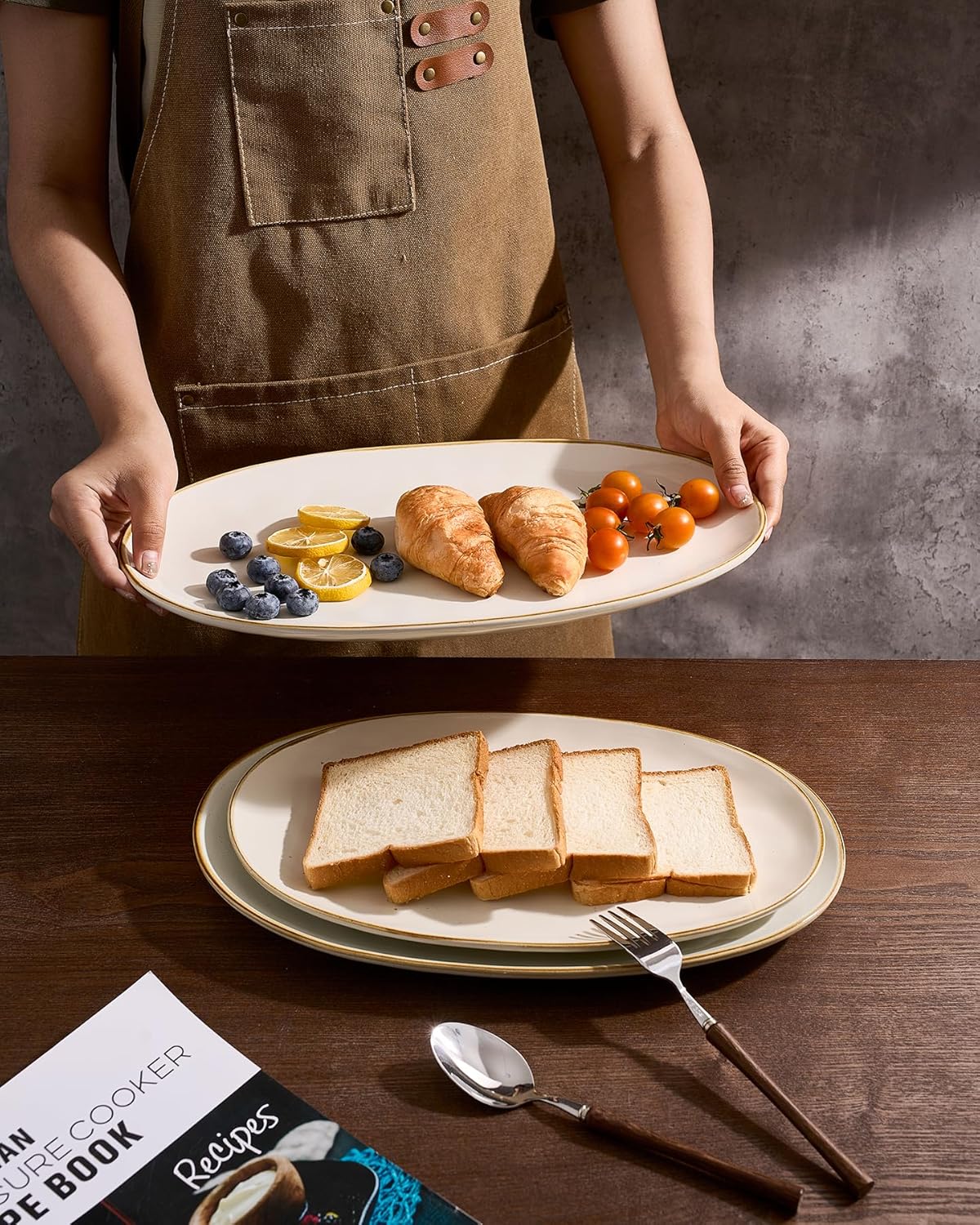 Farmhouse Stoneware Serving Platter Set