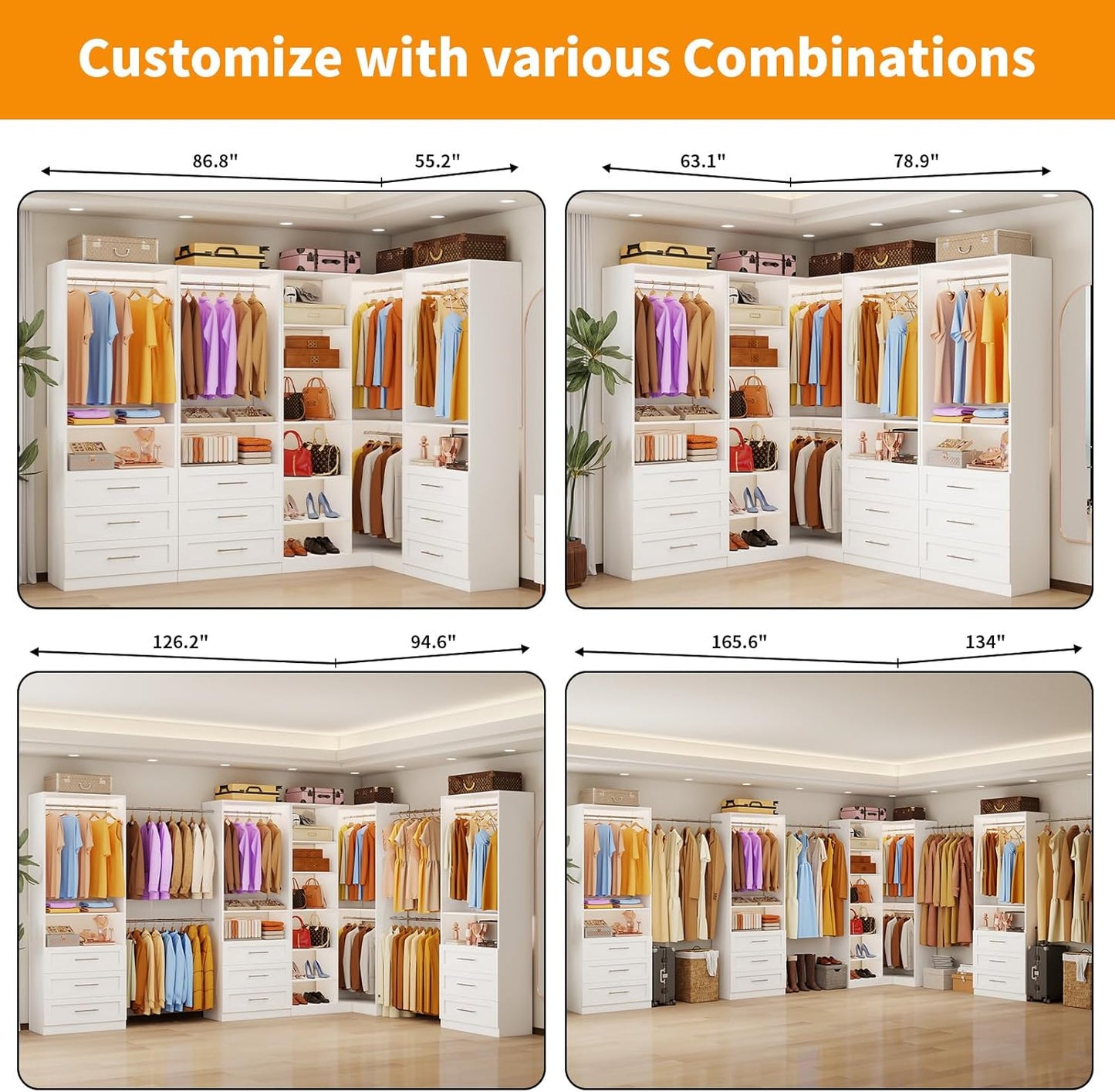 Luxury White Corner Closet Organizer System