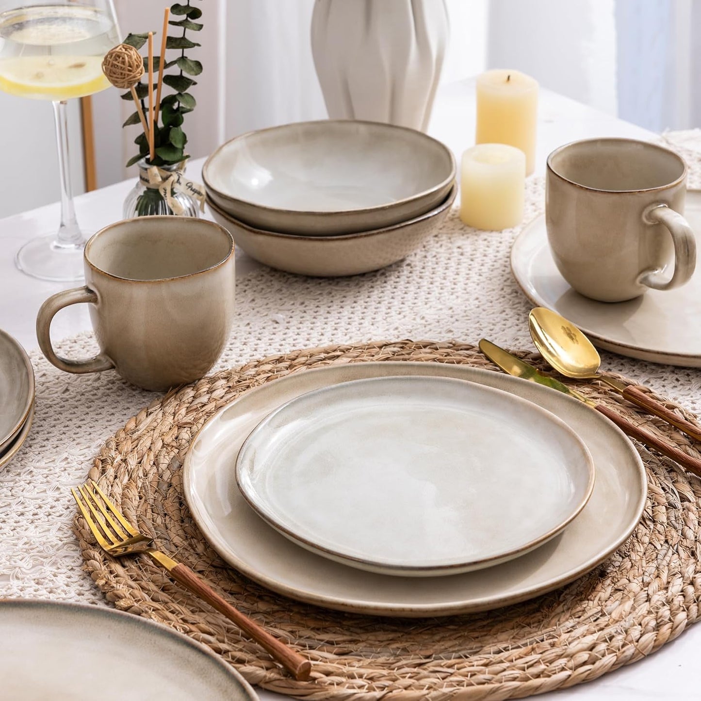 Rustic Elegance dinnerware Set - Timeless Stoneware for Everyday Gatherings