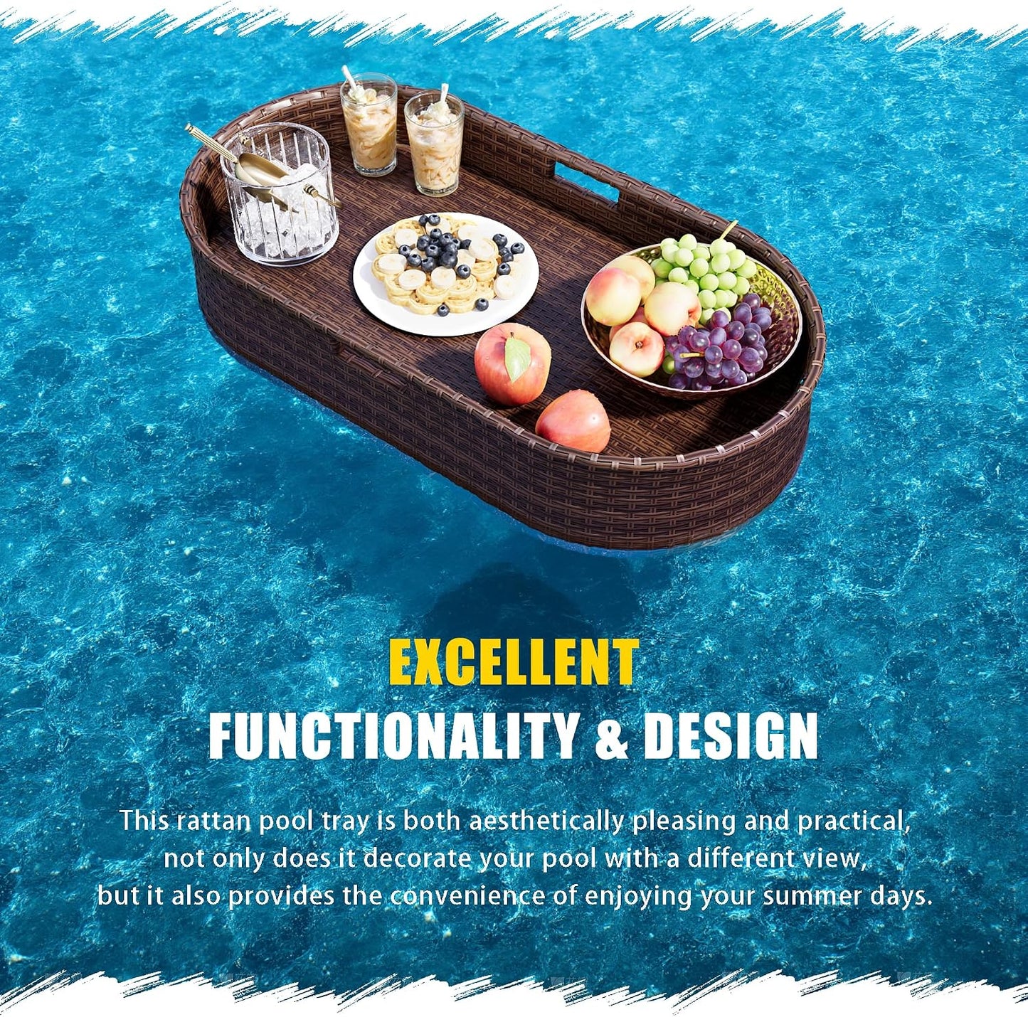 Large Wicker Floating Pool Tray