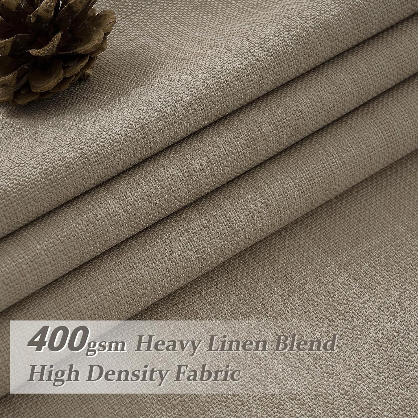 Luxury Pinch Pleated Linen Look Blackout Curtains | Thick Burlap Texture | Natural Farmhouse & Cottage Style