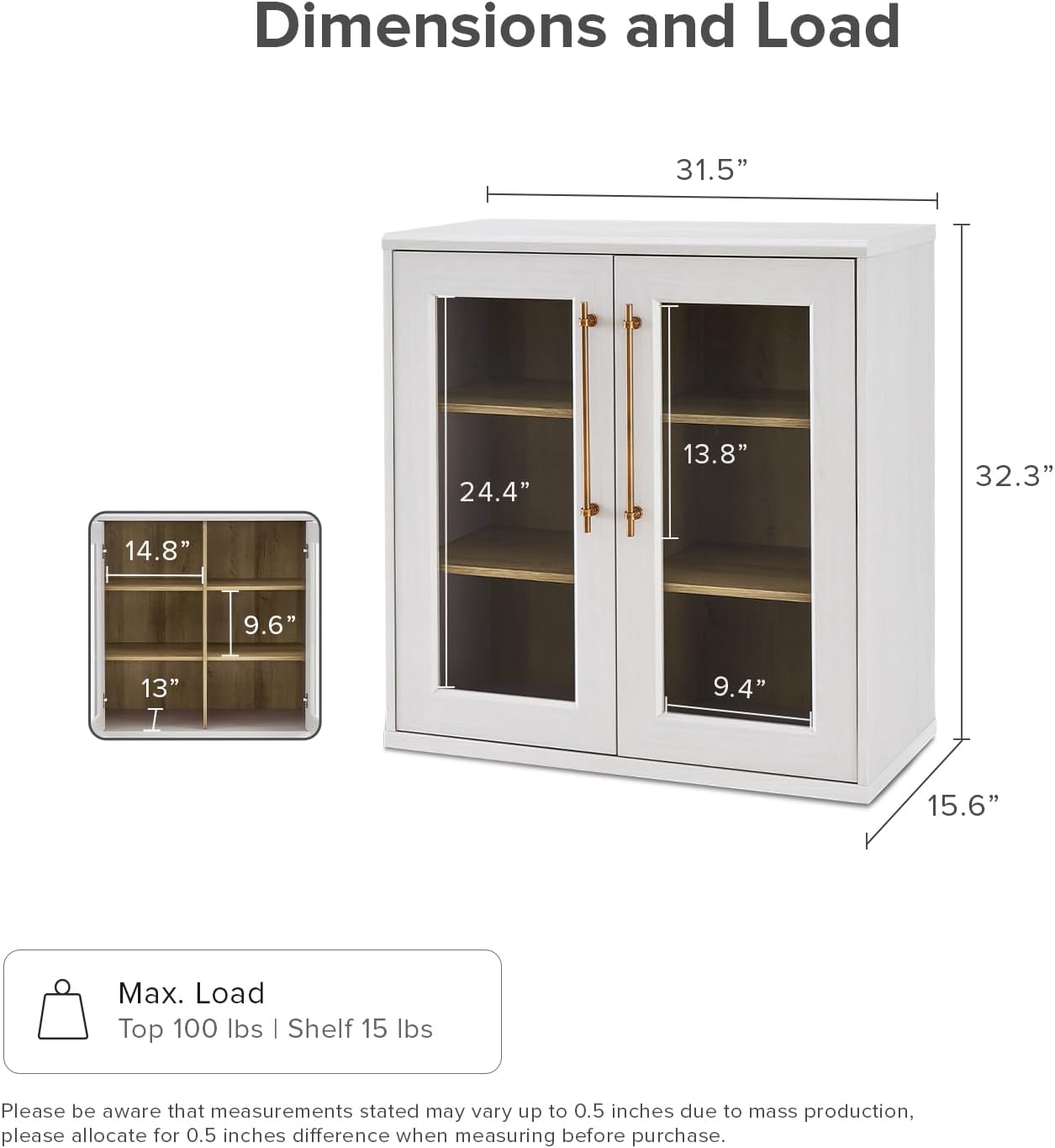 Modern White Oak Acrylic Display Cabinet with Glass Doors | Elegant Accent Storage Console for Living Room, Kitchen & Coffee Bar