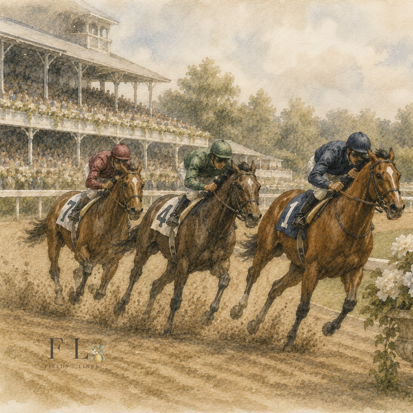 Kentucky Derby Horse Racing Watercolor Clipart PNG