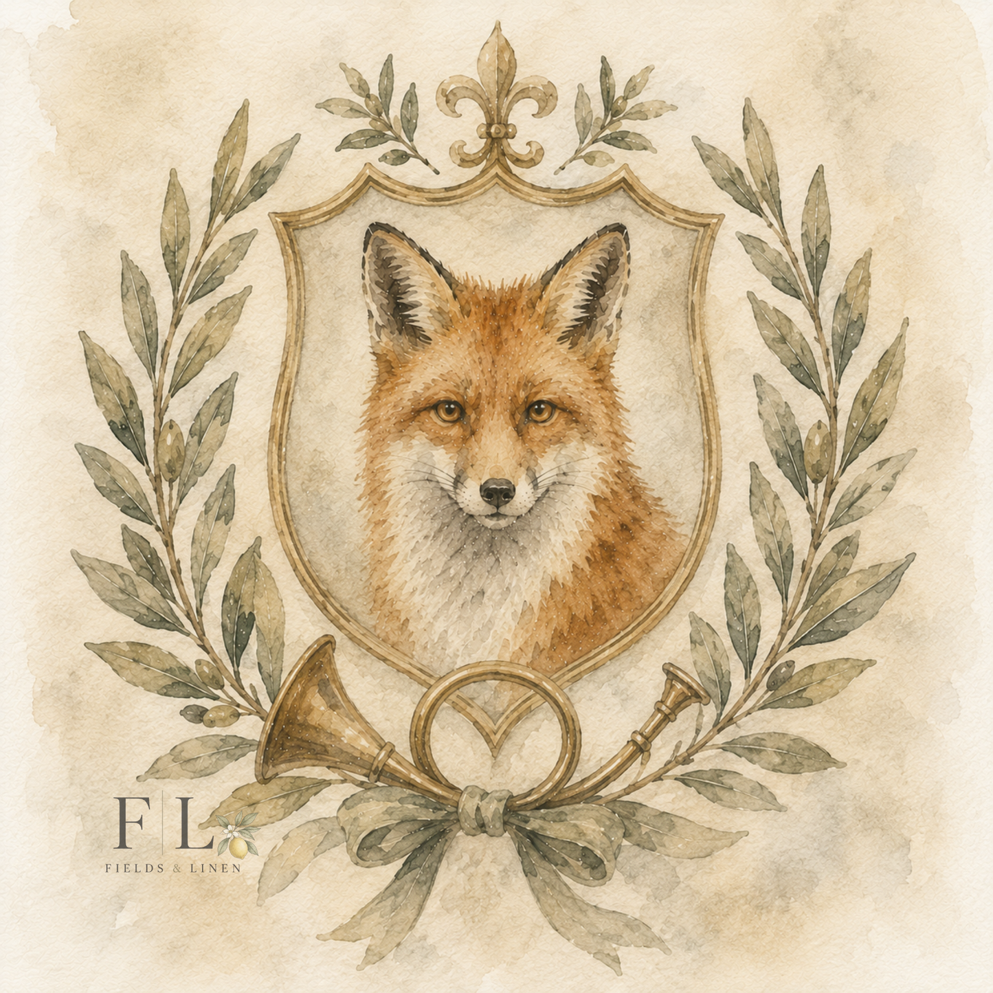 Fox Crest watercolor Clipart PNG
