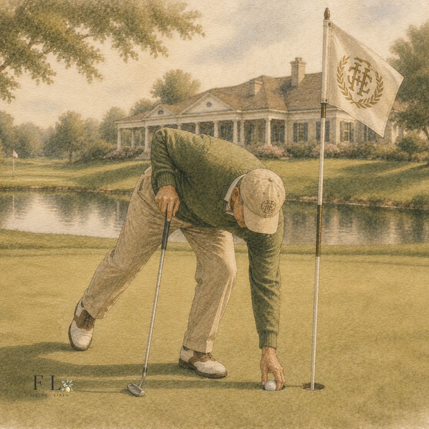 Reaching for Hole in One | Watercolor Clipart PNG