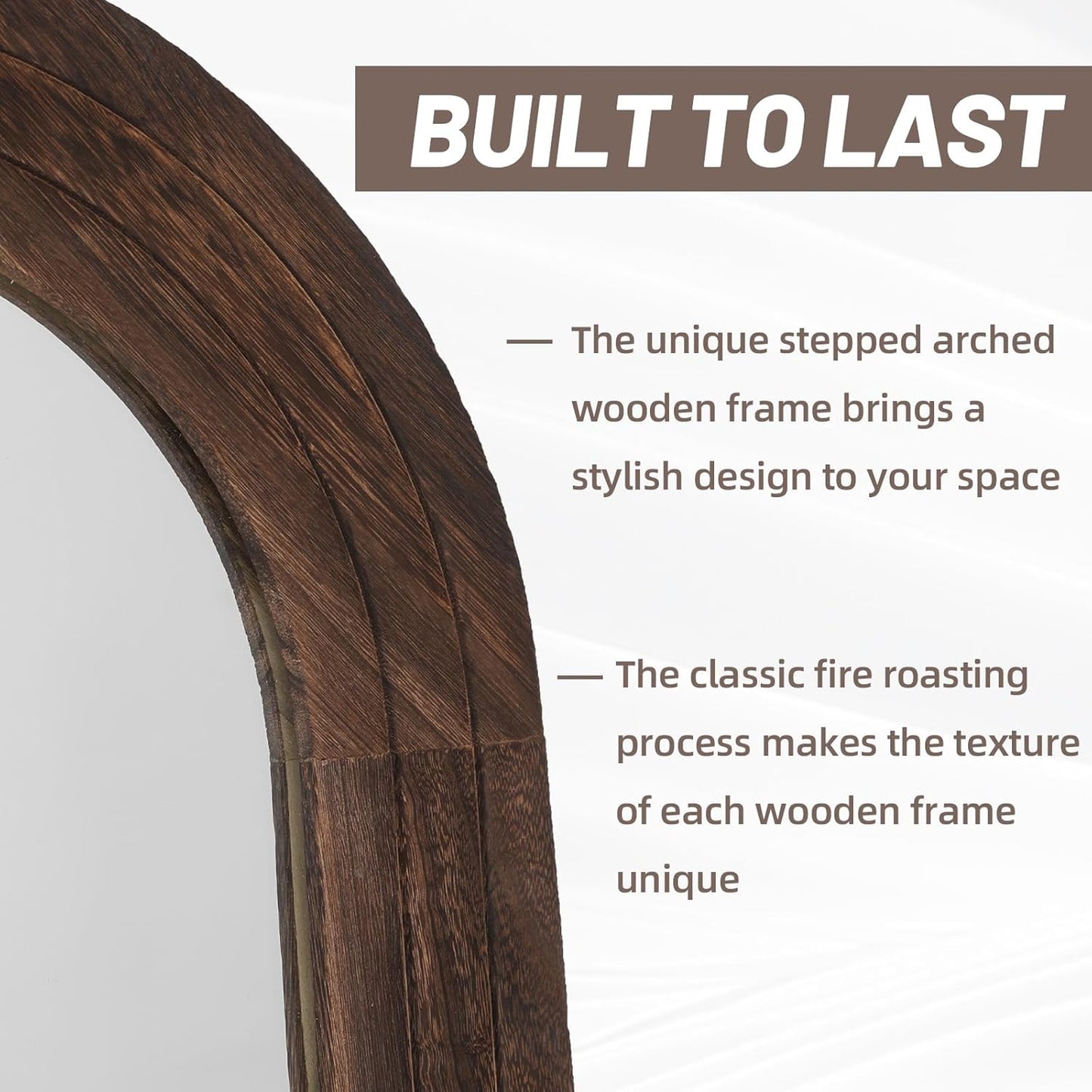 Heirloom Arched Wood Floor Mirror