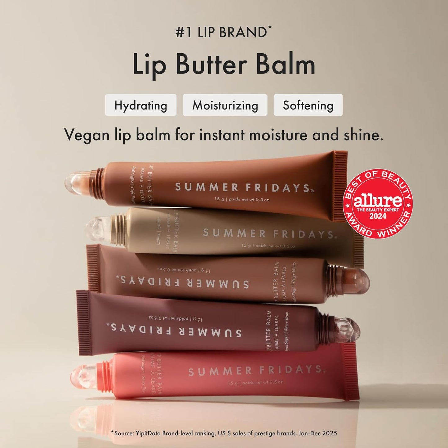 Summer Fridays Lip Butter Balm | Hydrating Sheer-Tinted Lip Balm