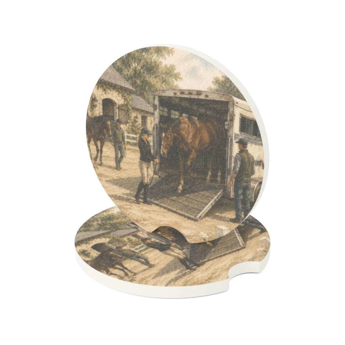 Arriving Home from Show Soapstone Car Coaster