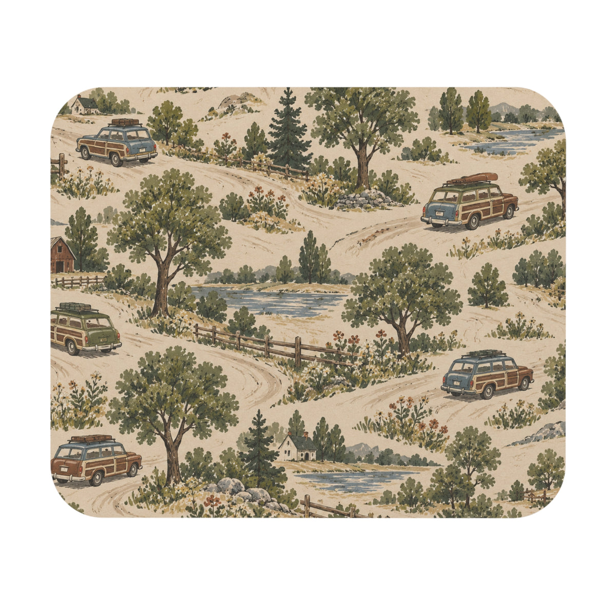 Sunday Drive | Vintage Station Wagon Mouse Pad (Rectangle)