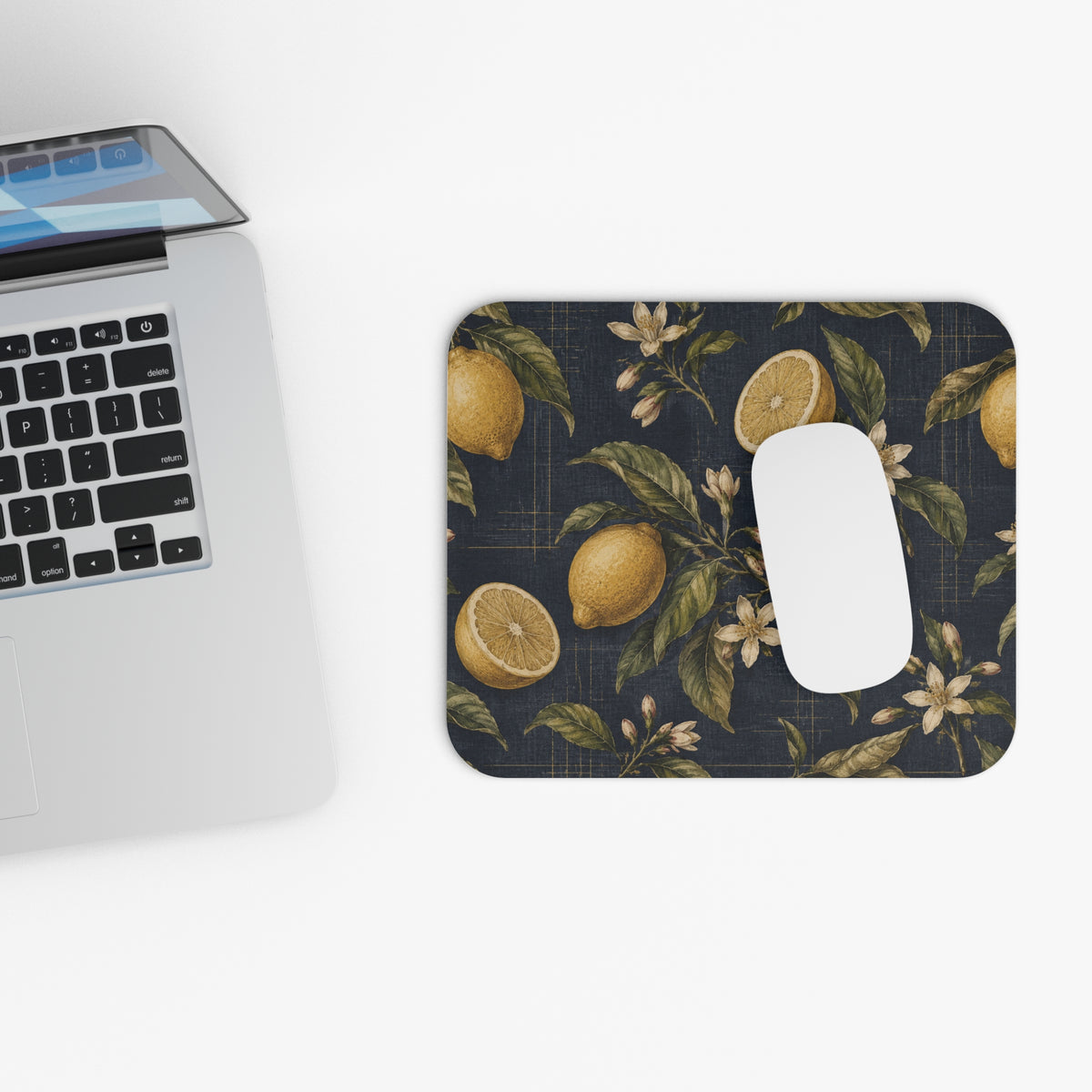Lemons on Blue Vintage Mouse Pad (Rectangle)