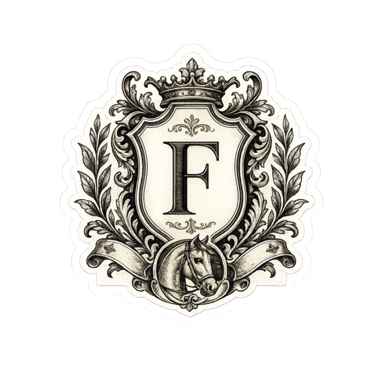 Vintage Crest Monogram Sticker | Elegant Estate Inspired-Vinyl Decal | Personalized Initial Sticker