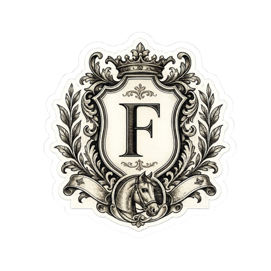 Vintage Crest Monogram Sticker | Elegant Estate Inspired-Vinyl Decal | Personalized Initial Sticker