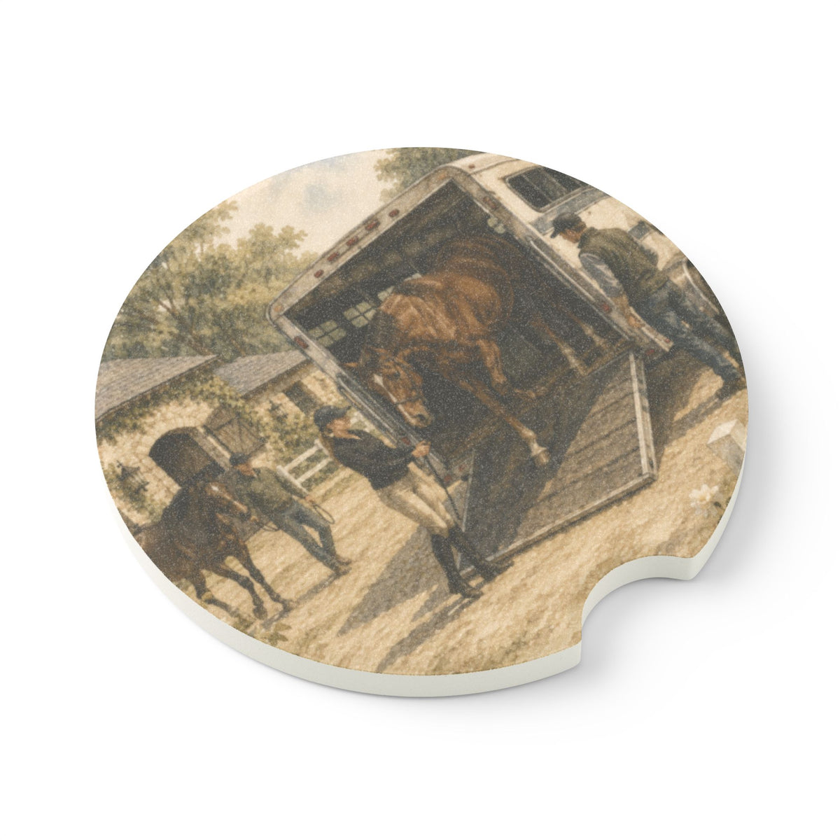 Arriving Home from Show Soapstone Car Coaster