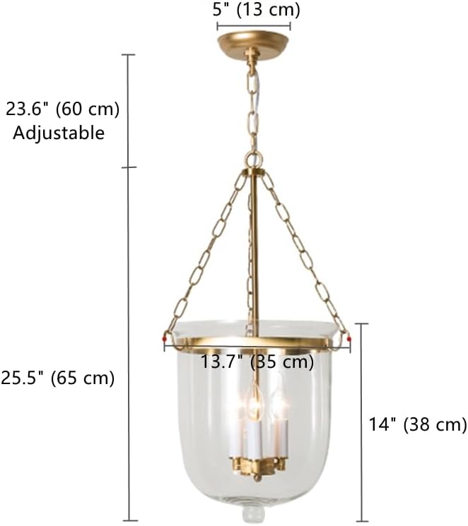 Antique Gold Glass Lantern Pendant Light