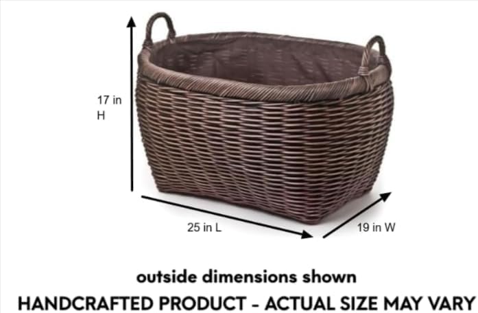 Antique Walnut Wicker Laundry Basket