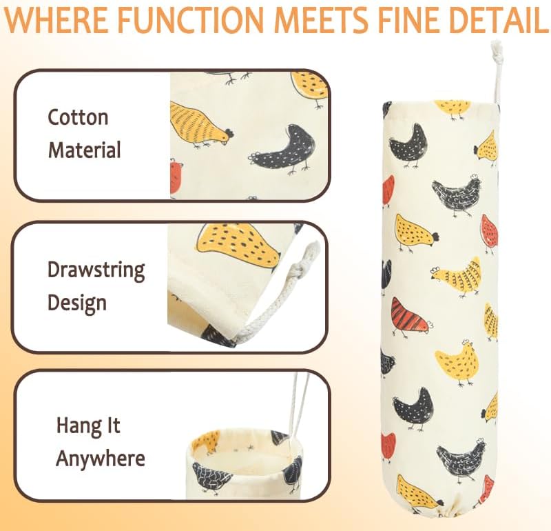 Farmhouse Chicken Plastic Bag Holder & Grocery Bag Dispenser (comes in other designs)