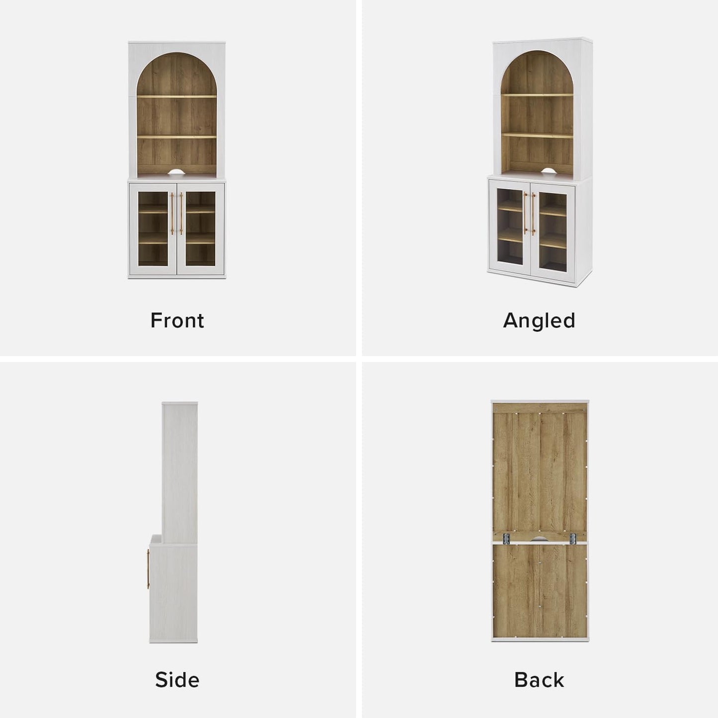 Arched White Oak Display Cabinet with Glass Doors