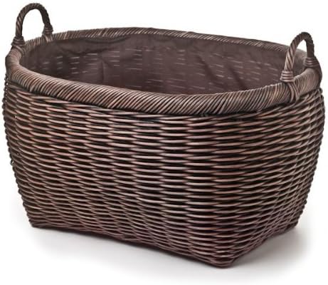 Antique Walnut Wicker Laundry Basket