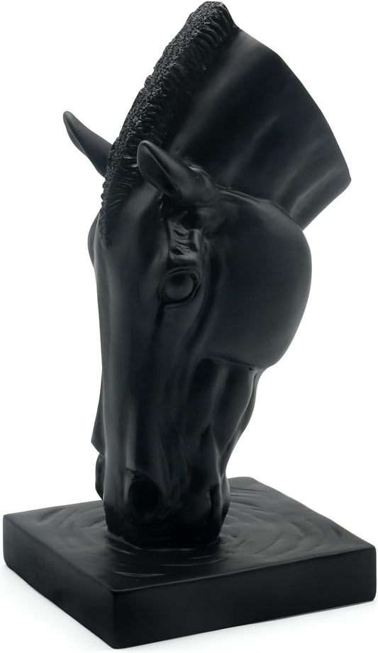 Black Horse Head Sculptural Vase - 13' Equestrian Decor