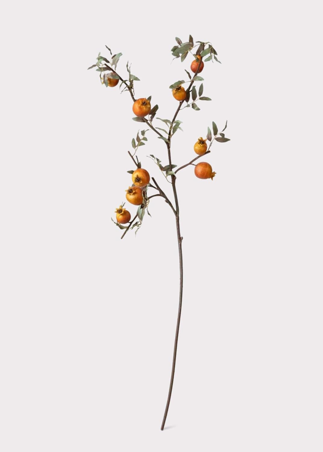 44" Faux Pomegranate Branch | Dried-Look Artificial Pomegranate Stem | Realistic Fall & Year-Round Home Decor