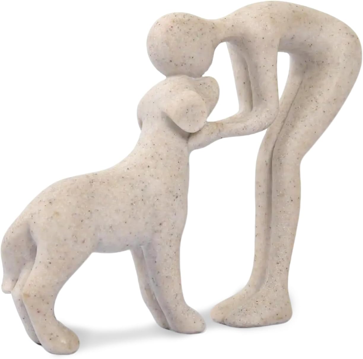Abstract Hand-painted Person& Dog Sculpture | Modern Risin Home Decor for Pet Lovers