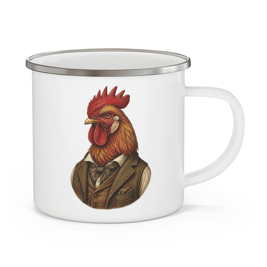 Mr. Cluckingham Heritage Rooster Enamel Camp Mug - 12 oz
