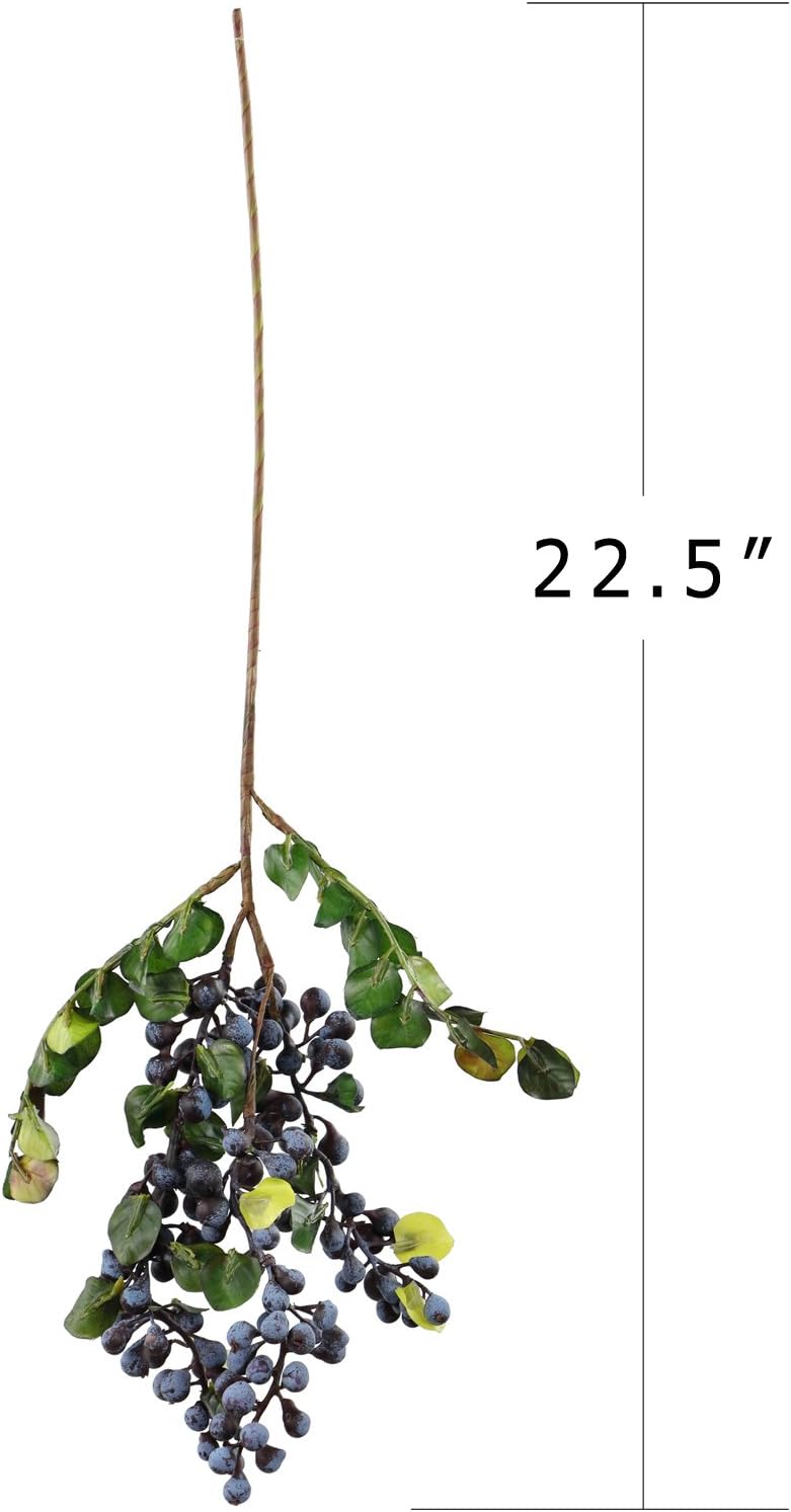 Frosted Artificial Blueberry Stems | Realistic Faux Berry Branches for Fall