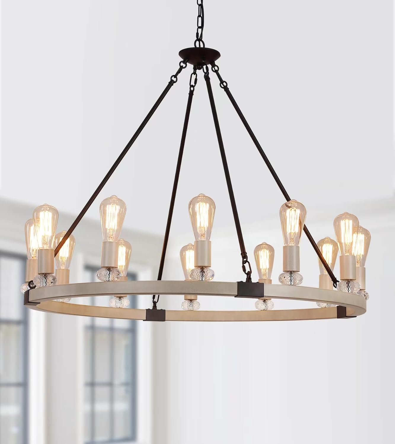Modern Farmhouse Wagon Wheel Chandelier