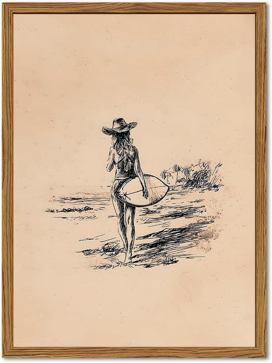 Vintage Cowgirl Surger Framed Wall Art 16x24