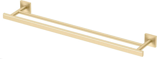 Modern Brushed Brass Double Towel Bar