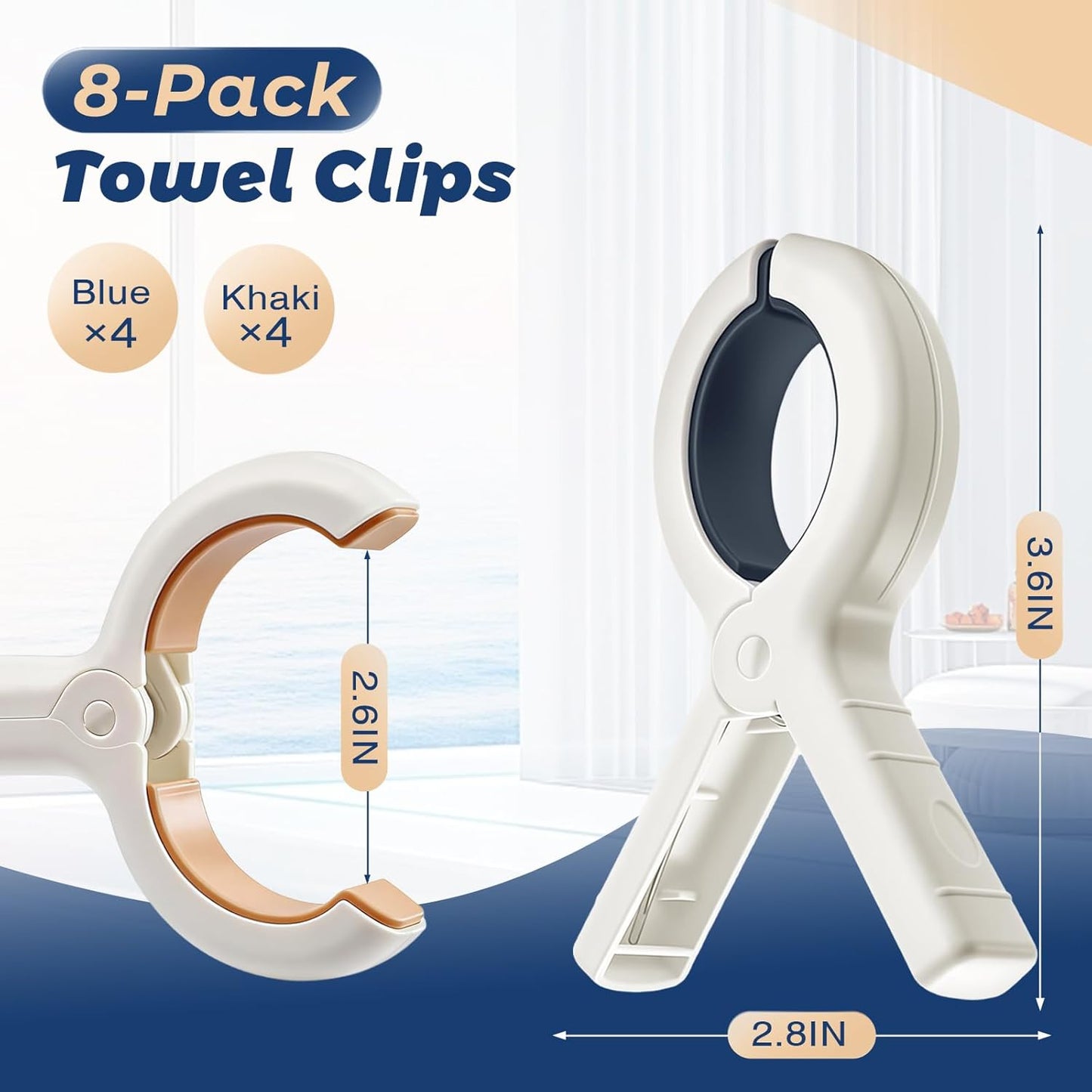 Coastal Breeze Beach Towel Clips | Heavy-Duty Chair Clips for Beach, Pool & Cruise Days