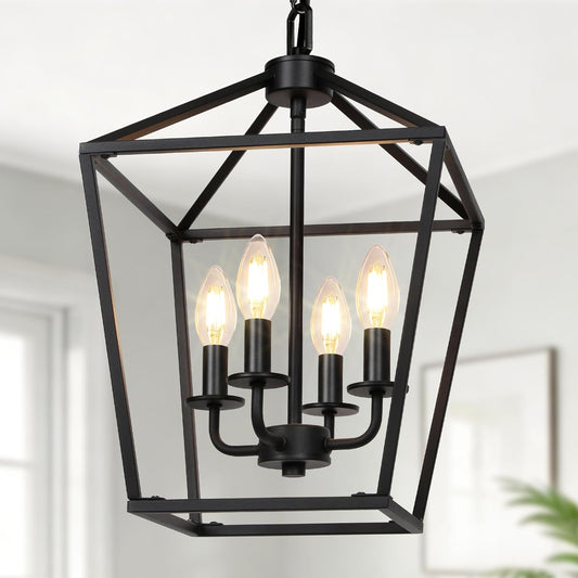 Modern Farmhouse Black Lantern Chandelier