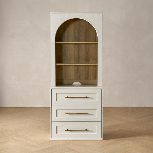 Modern White Oak Arched Display Cabinet & Storage Hutch
