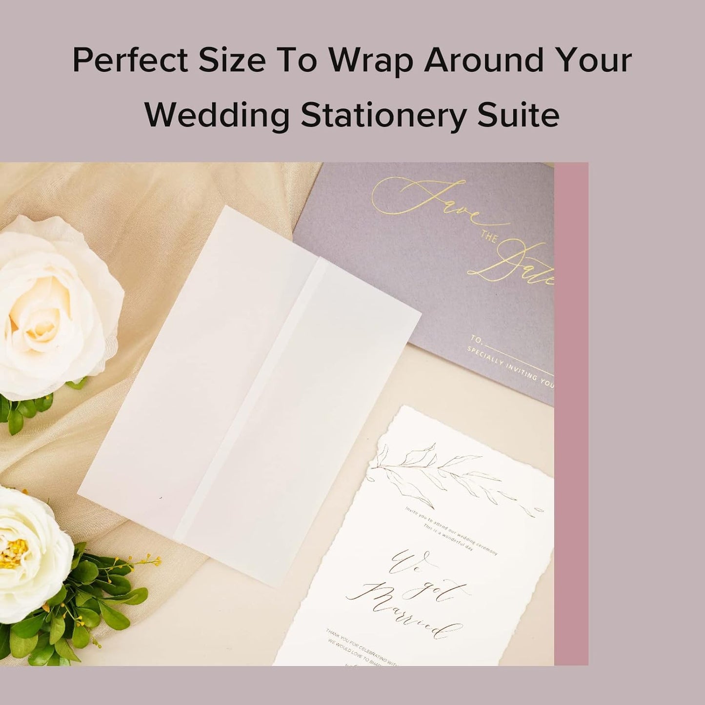 Luxury Clear Vellum Invitation Jackets for 5x7 Wedding Invitations