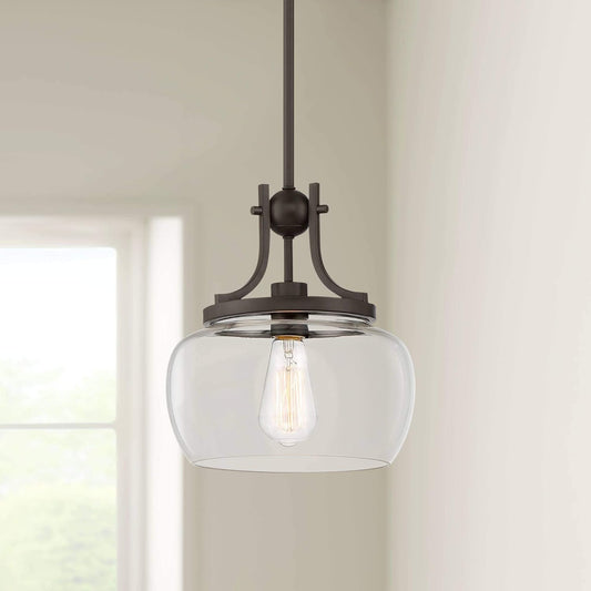 Regency Hill Kristov Bronze Mini Pendant Light - Rustic Farmhouse Clear Glass Kitch Island Lighting