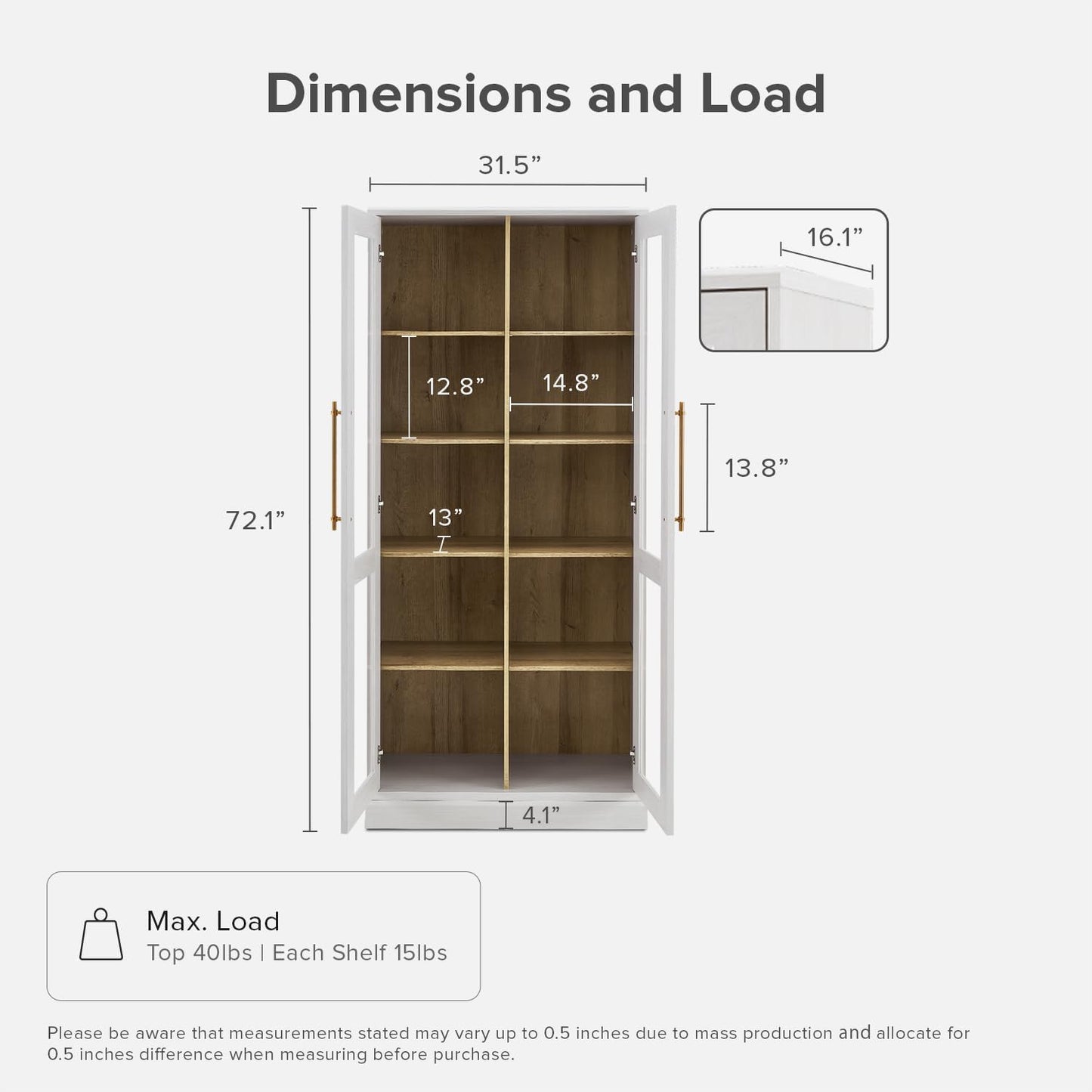Modern Farmhouse White Oak Display Cabinet with Glass Doors | Curio Cabinet